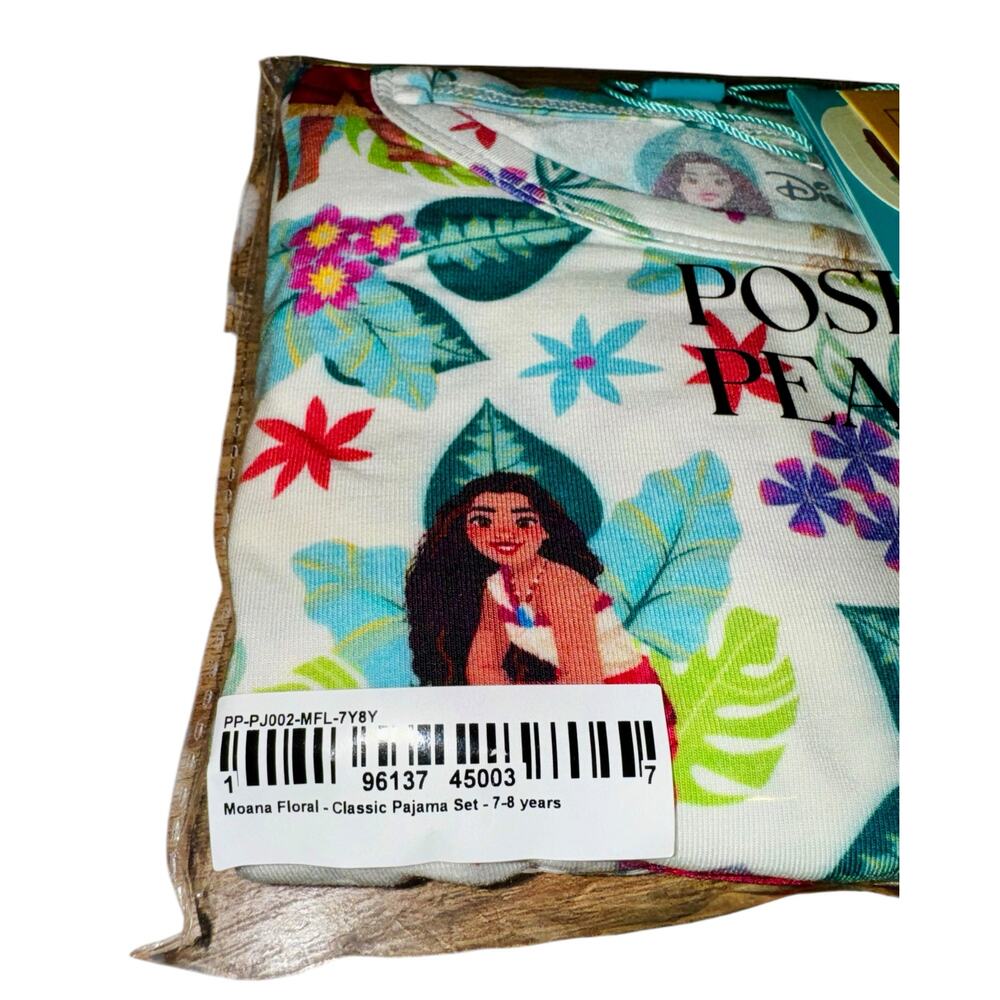 NWT Posh Peanut Disney Moana Bamboo Pajamas Girls Size 7-8 Years Pua Soft Floral - Picture 6 of 7
